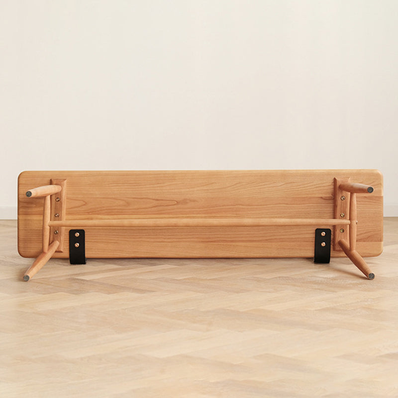 Modern Minimalist Solid Wood Rectangular Bench With Backrest For Dining Room & Bedroom & Living Room