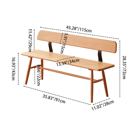 Modern Minimalist Solid Wood Rectangular Bench With Backrest For Dining Room & Bedroom & Living Room