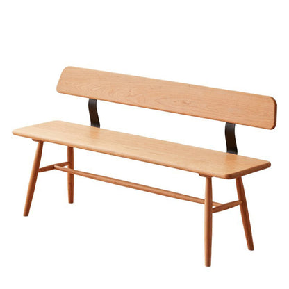 Modern Minimalist Solid Wood Rectangular Bench With Backrest For Dining Room & Bedroom & Living Room