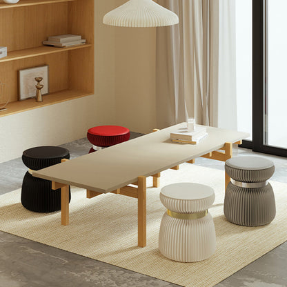 Modern Art Deco Kraft Paper Acrylic Metal PU Leather Round Foldable Low Stool For Entryway & Living Room