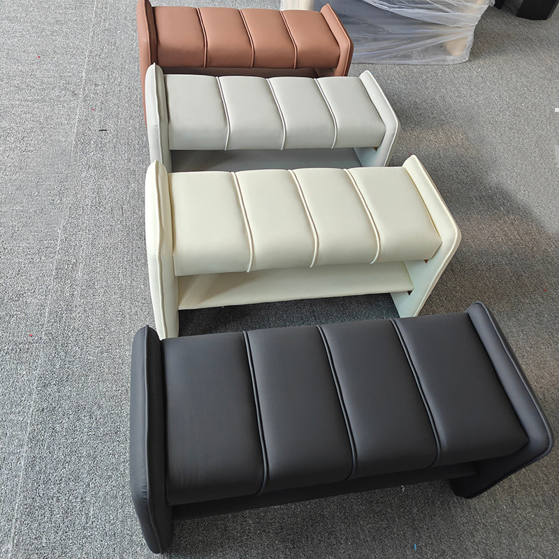 Modern Luxury Faux Leather Plywood Rectangular Shoe Bench With 2-Tier Storage For Entryway