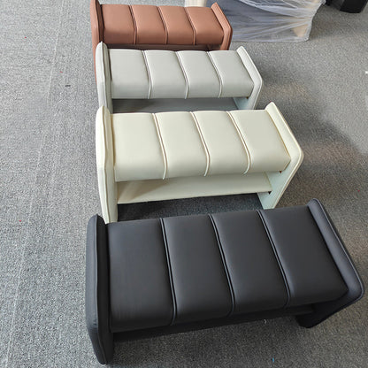 Modern Luxury Faux Leather Plywood Rectangular Shoe Bench With 2-Tier Storage For Entryway