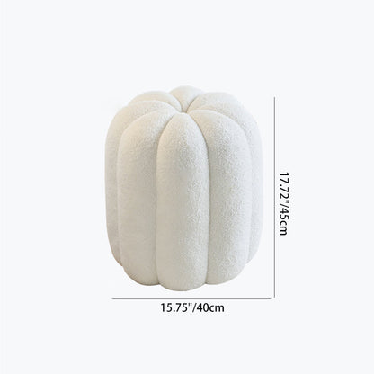 Contemporary Creative Soft Velvet Sherpa Fabric Pumpkin-Shaped Plywood Vanity Stool For Bedroom