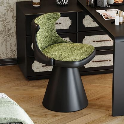 Modern Minimalist Plywood Scratch-resistant Leather Chenille Velvet Upholstered Vanity Stool With Wraparound Back & Swivel For Bedroom