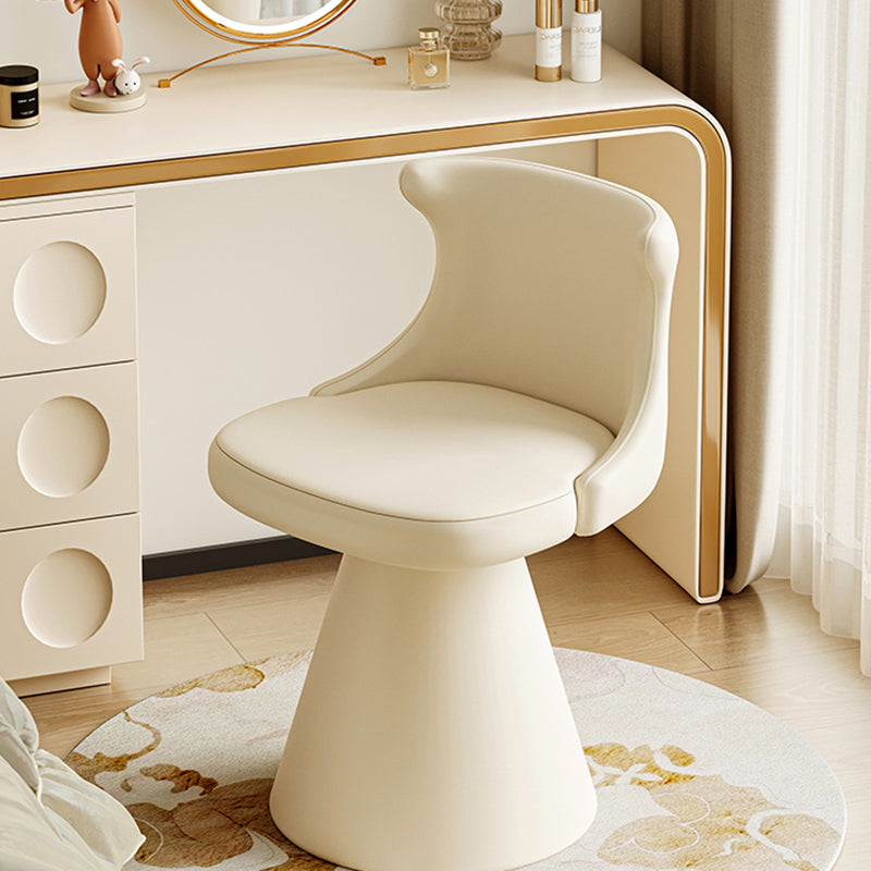 Modern Minimalist Plywood Scratch-resistant Leather Chenille Velvet Upholstered Vanity Stool With Wraparound Back & Swivel For Bedroom