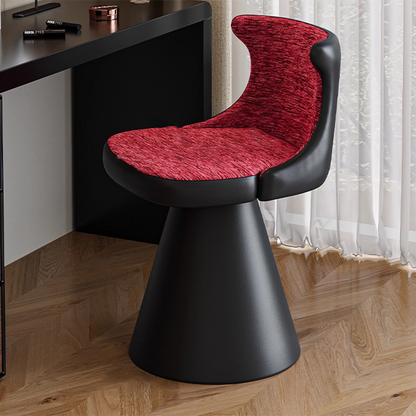 Modern Minimalist Plywood Scratch-resistant Leather Chenille Velvet Upholstered Vanity Stool With Wraparound Back & Swivel For Bedroom