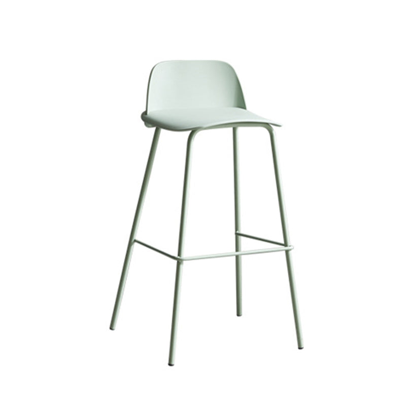 Modern Minimalist PP & Carbon Steel Rectangular Bar Stool With Backrest And Footrest For Dining Room