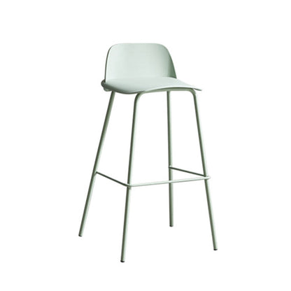 Modern Minimalist PP & Carbon Steel Rectangular Bar Stool With Backrest And Footrest For Dining Room