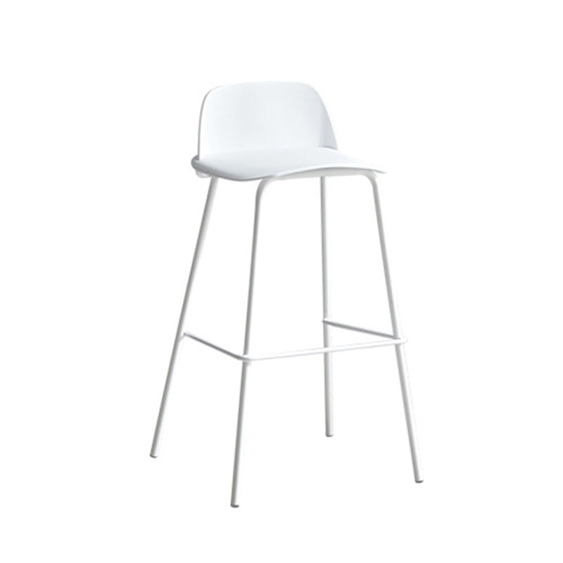 Modern Minimalist PP & Carbon Steel Rectangular Bar Stool With Backrest And Footrest For Dining Room