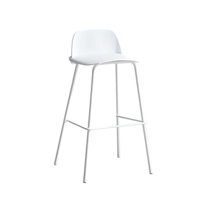Modern Minimalist PP & Carbon Steel Rectangular Bar Stool With Backrest And Footrest For Dining Room