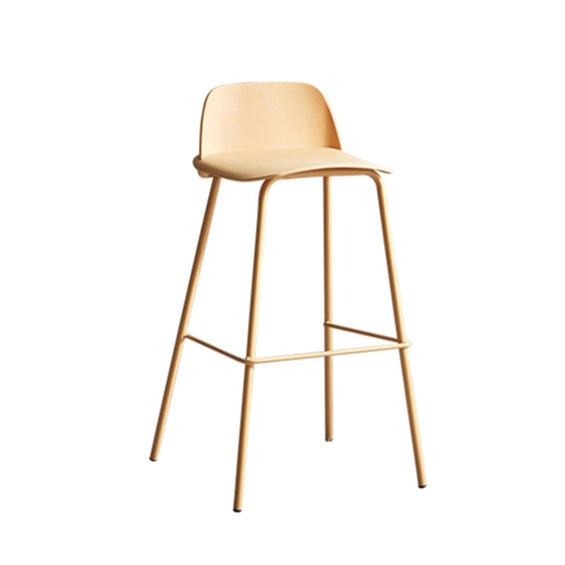 Modern Minimalist PP & Carbon Steel Rectangular Bar Stool With Backrest And Footrest For Dining Room