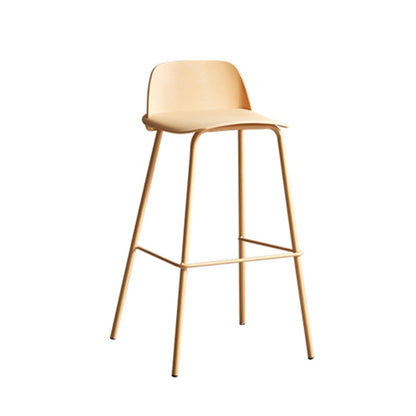 Modern Minimalist PP & Carbon Steel Rectangular Bar Stool With Backrest And Footrest For Dining Room