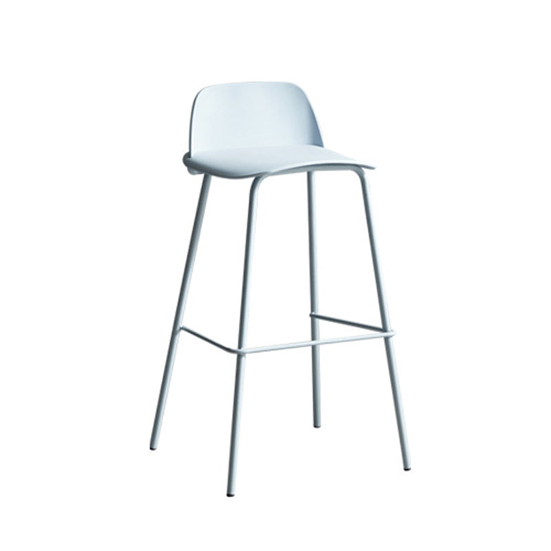 Modern Minimalist PP & Carbon Steel Rectangular Bar Stool With Backrest And Footrest For Dining Room