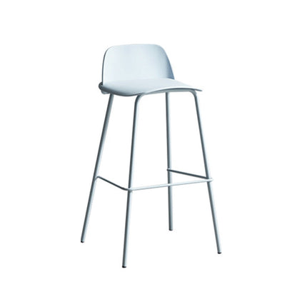 Modern Minimalist PP & Carbon Steel Rectangular Bar Stool With Backrest And Footrest For Dining Room