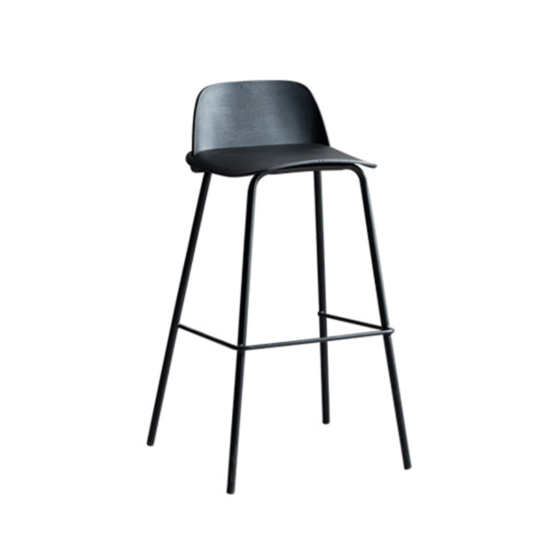 Modern Minimalist PP & Carbon Steel Rectangular Bar Stool With Backrest And Footrest For Dining Room