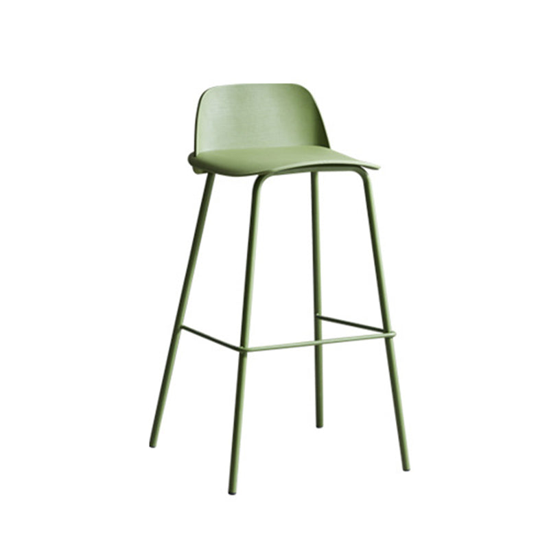 Modern Minimalist PP & Carbon Steel Rectangular Bar Stool With Backrest And Footrest For Dining Room