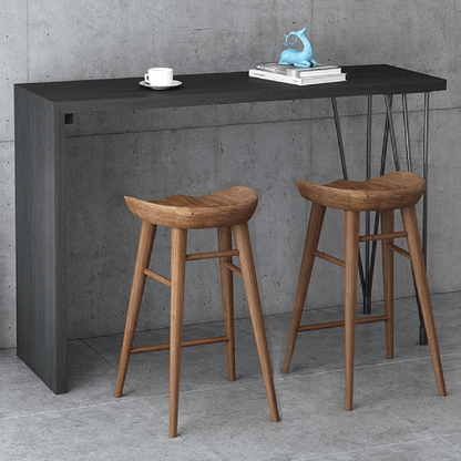 Modern Minimalist Solid Wood Ergonomic Bar Stool With Footrest For Dining Room