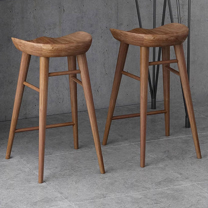 Modern Minimalist Solid Wood Ergonomic Bar Stool With Footrest For Dining Room