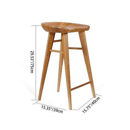 Modern Minimalist Solid Wood Ergonomic Bar Stool With Footrest For Dining Room
