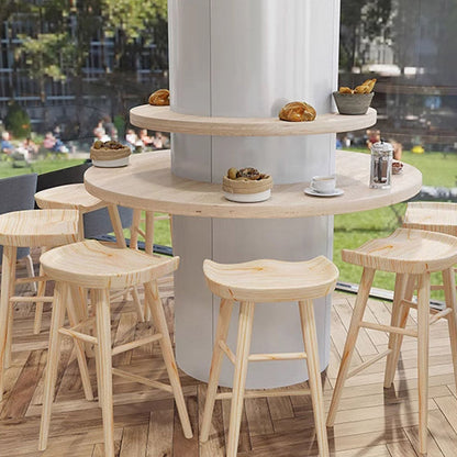 Modern Minimalist Solid Wood Ergonomic Bar Stool With Footrest For Dining Room