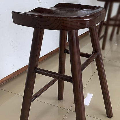 Modern Minimalist Solid Wood Ergonomic Bar Stool With Footrest For Dining Room