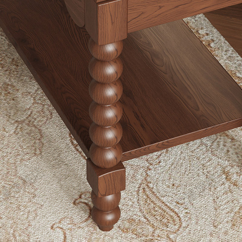 Traditional French Solid Wood Fabric Rectangular Shoe Bench Turned Legs With 2-Tier Storage For Entryway