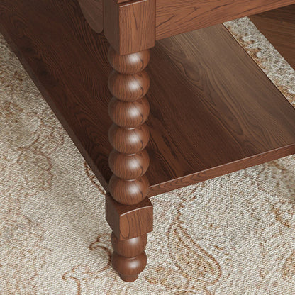 Traditional French Solid Wood Fabric Rectangular Shoe Bench Turned Legs With 2-Tier Storage For Entryway