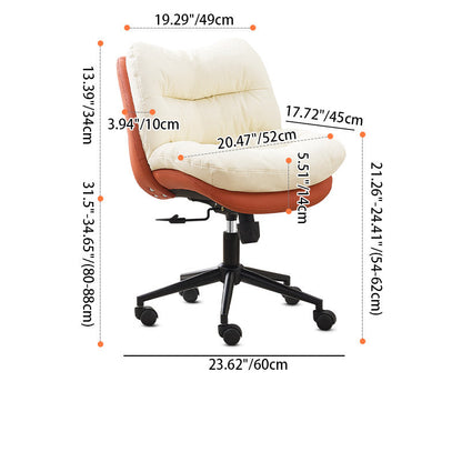 Modern Minimalist Ergonomics Solid Wood & Plywood Steel Faux Leather Vanity Stool With Dual Cushions, Backrest, Adjustable Height & Swivel For Bedroom