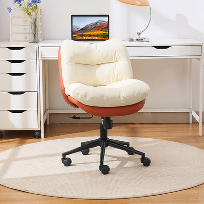 Modern Minimalist Ergonomics Solid Wood & Plywood Steel Faux Leather Vanity Stool With Dual Cushions, Backrest, Adjustable Height & Swivel For Bedroom