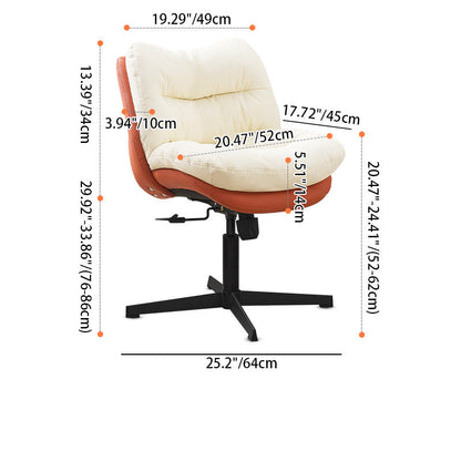 Modern Minimalist Ergonomics Solid Wood & Plywood Steel Faux Leather Vanity Stool With Dual Cushions, Backrest, Adjustable Height & Swivel For Bedroom