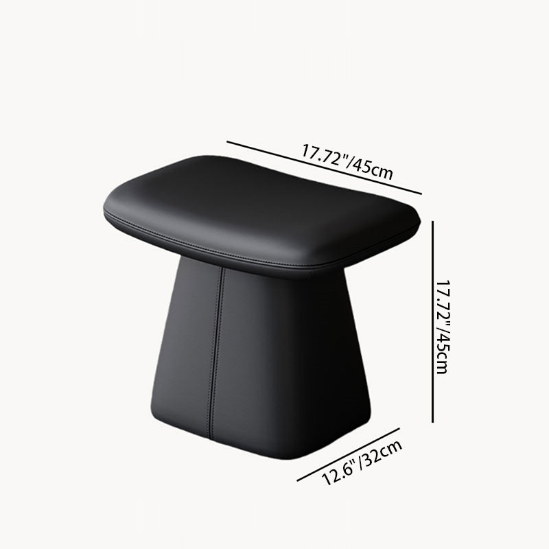 Modern Luxury Solid Wood & Plywood & Leather Rounded Rectangular Swivel Vanity Stool For Bedroom