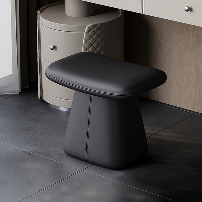 Modern Luxury Solid Wood & Plywood & Leather Rounded Rectangular Swivel Vanity Stool For Bedroom