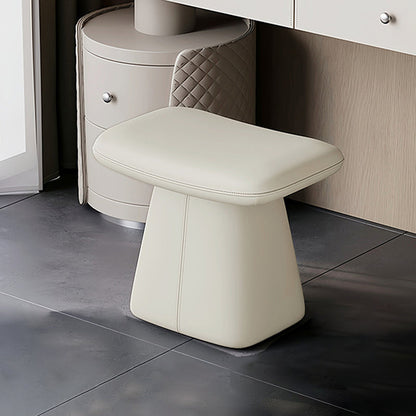 Modern Luxury Solid Wood & Plywood & Leather Rounded Rectangular Swivel Vanity Stool For Bedroom