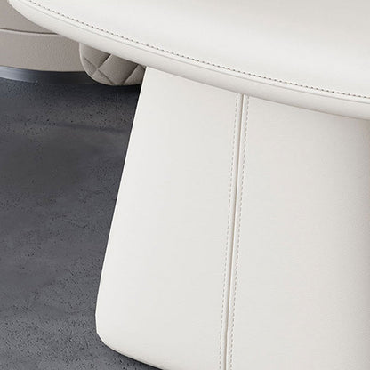 Modern Luxury Solid Wood & Plywood & Leather Rounded Rectangular Swivel Vanity Stool For Bedroom