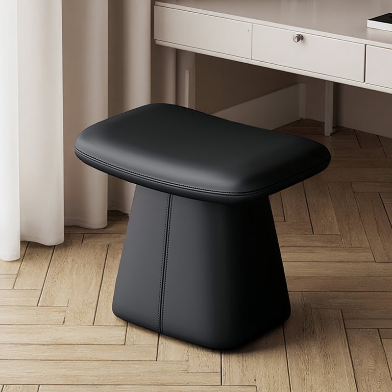 Modern Luxury Solid Wood & Plywood & Leather Rounded Rectangular Swivel Vanity Stool For Bedroom