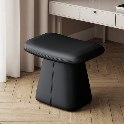 Modern Luxury Solid Wood & Plywood & Leather Rounded Rectangular Swivel Vanity Stool For Bedroom