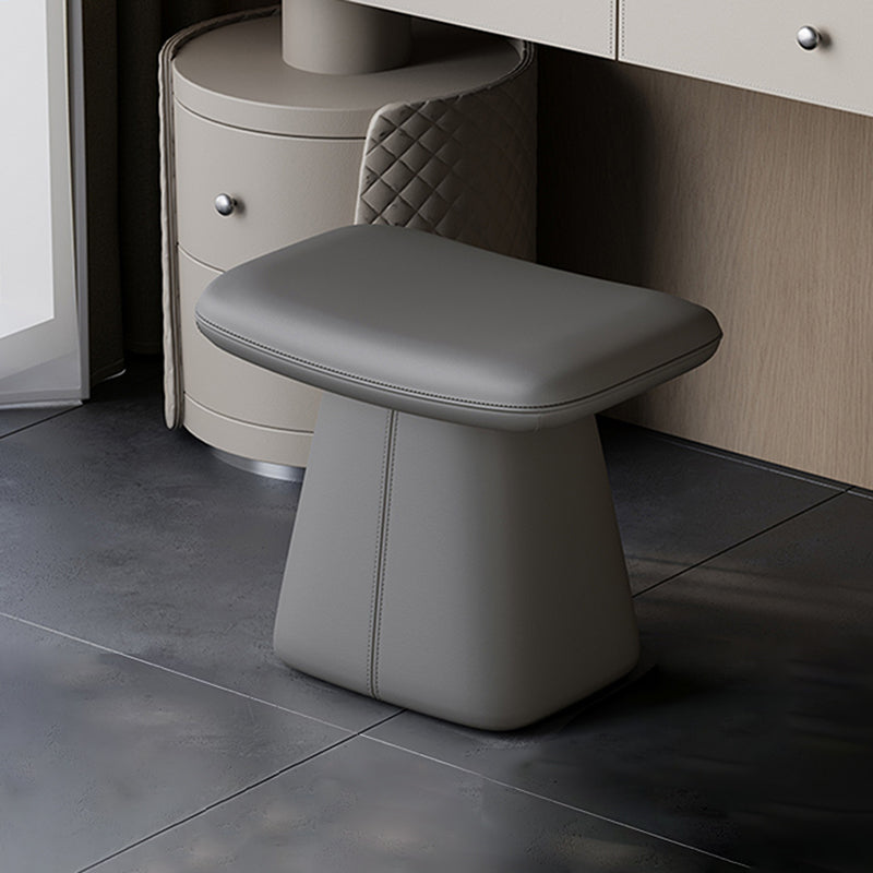 Modern Luxury Solid Wood & Plywood & Leather Rounded Rectangular Swivel Vanity Stool For Bedroom