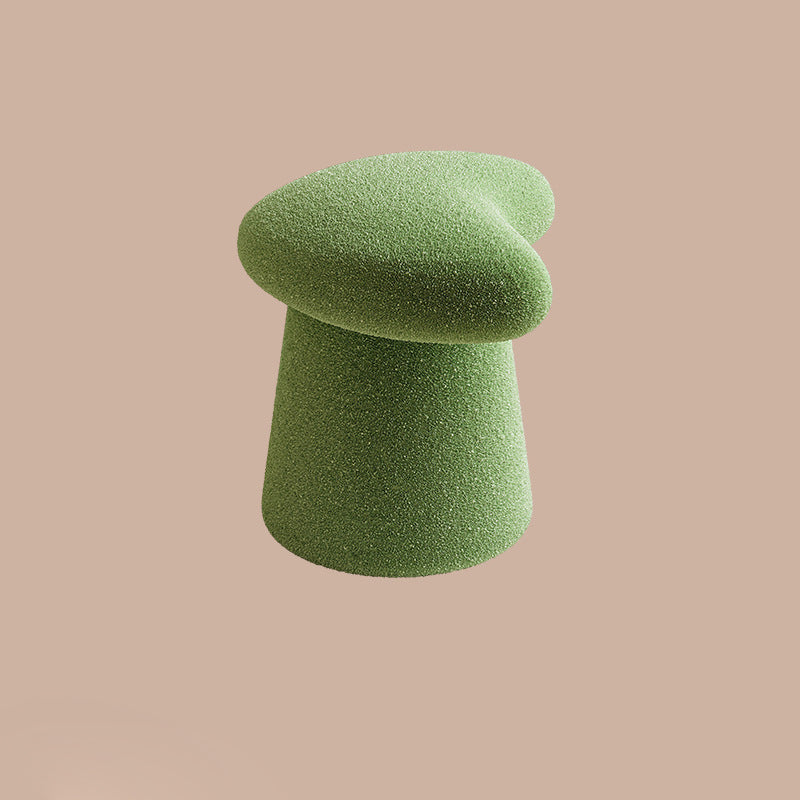 Modern Minimalist Solid Wood Plywood & Sherpa Fabric Whale-Tail Cushion Vanity Stool With Cylindrical Base For Bedroom