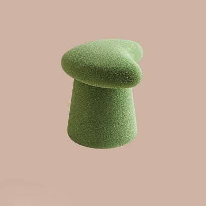 Modern Minimalist Solid Wood Plywood & Sherpa Fabric Whale-Tail Cushion Vanity Stool With Cylindrical Base For Bedroom