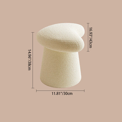 Modern Minimalist Solid Wood Plywood & Sherpa Fabric Whale-Tail Cushion Vanity Stool With Cylindrical Base For Bedroom