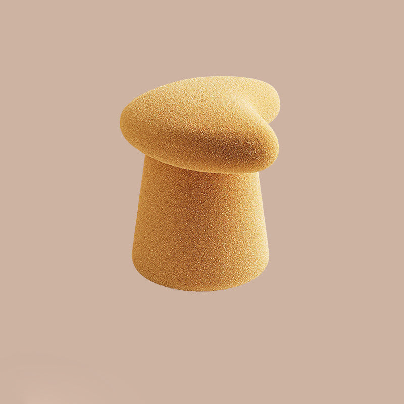 Modern Minimalist Solid Wood Plywood & Sherpa Fabric Whale-Tail Cushion Vanity Stool With Cylindrical Base For Bedroom
