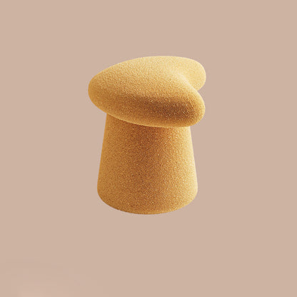 Modern Minimalist Solid Wood Plywood & Sherpa Fabric Whale-Tail Cushion Vanity Stool With Cylindrical Base For Bedroom