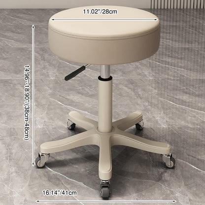 Modern Minimalist PU Leather PP Nylon Round Stool With Adjustable Height, Swivel & Wheels For Living Room & Bedroom