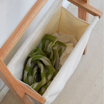 Traditional Japanese Solid Wood Rectangular Coat Rack With Basket Space-Saving Freestanding Hall Tree For Bedroom