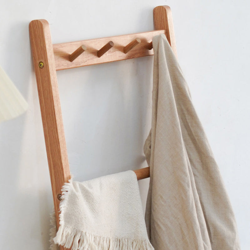 Traditional Japanese Solid Wood Rectangular Coat Rack With Basket Space-Saving Freestanding Hall Tree For Bedroom
