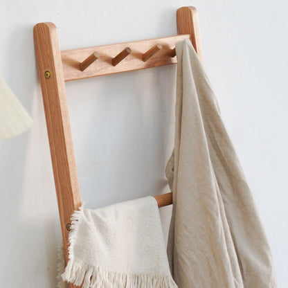 Traditional Japanese Solid Wood Rectangular Coat Rack With Basket Space-Saving Freestanding Hall Tree For Bedroom