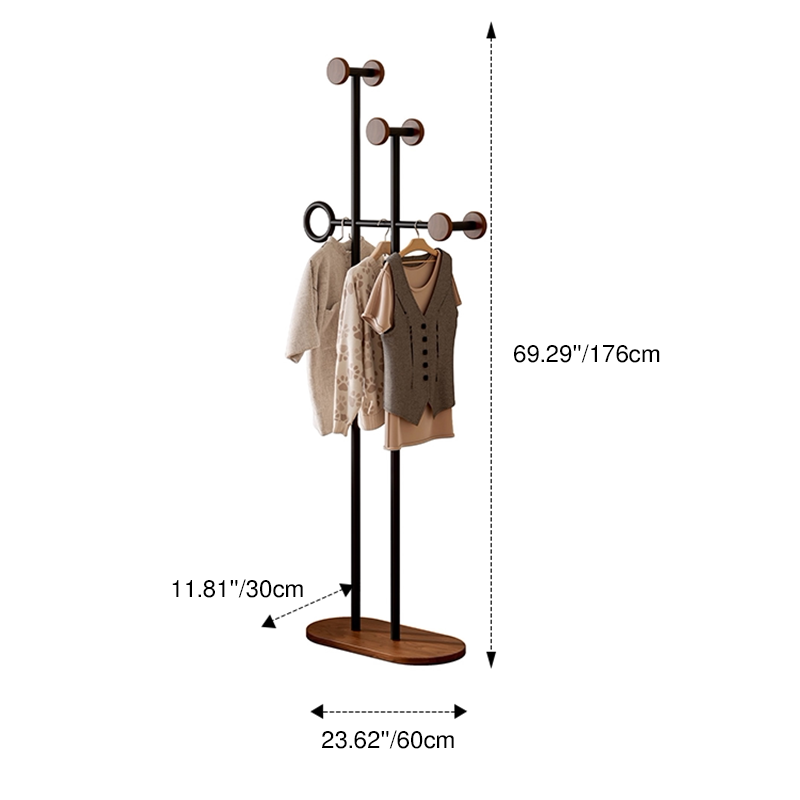 Contemporary Retro Carbon Steel & Engineered Wood Irregular Hall Tree Space-Saving For Bedroom