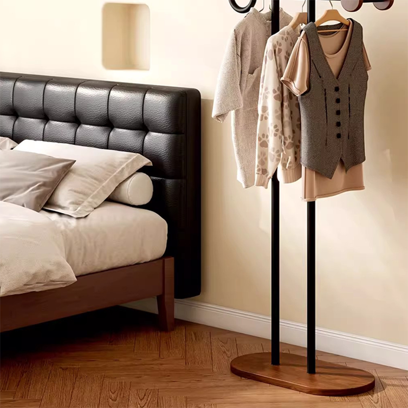 Contemporary Retro Carbon Steel & Engineered Wood Irregular Hall Tree Space-Saving For Bedroom