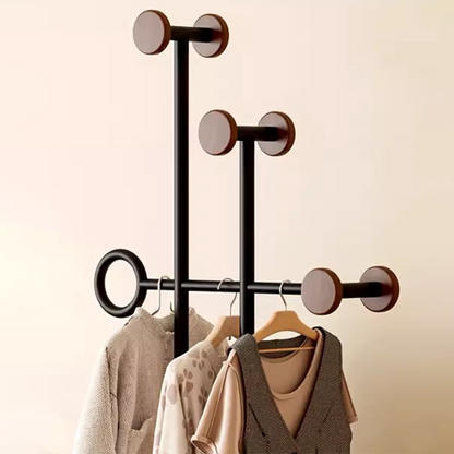 Contemporary Retro Carbon Steel & Engineered Wood Irregular Hall Tree Space-Saving For Bedroom