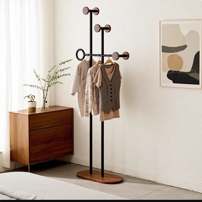Contemporary Retro Carbon Steel & Engineered Wood Irregular Hall Tree Space-Saving For Bedroom